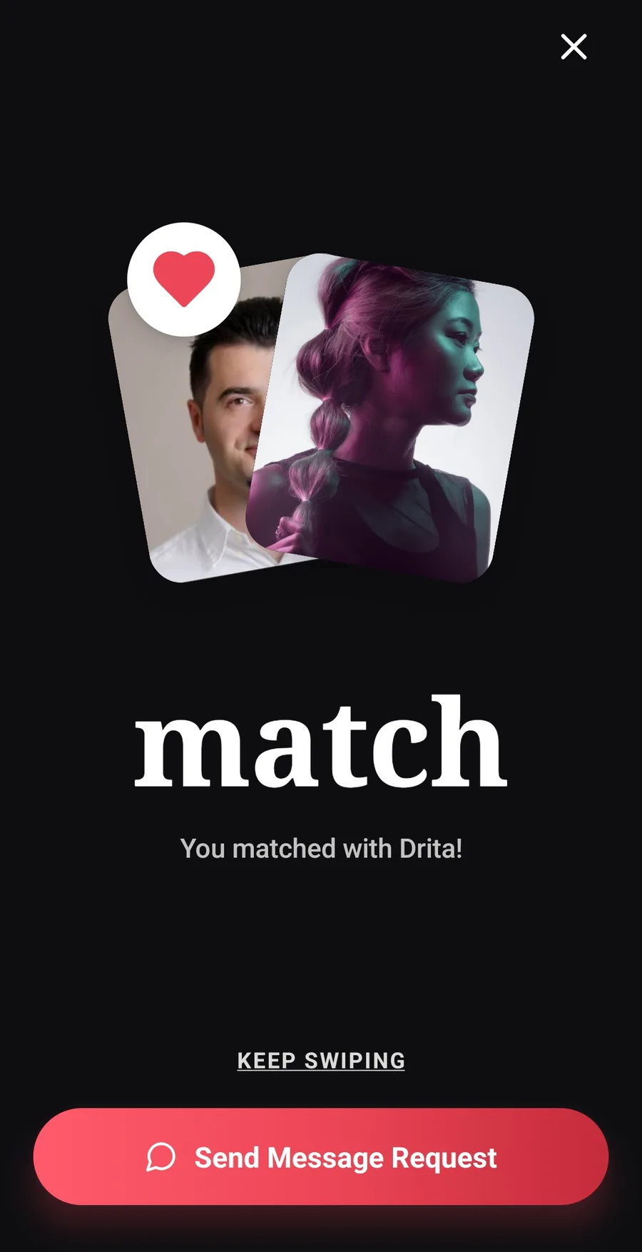 Zemra Albanian dating app screenshot: It's a match