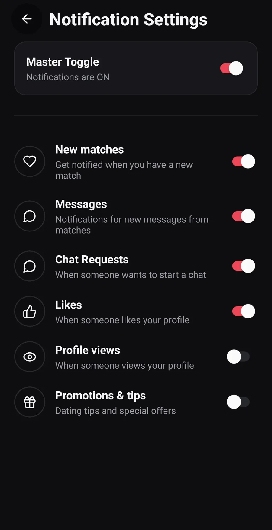 Zemra Albanian dating app screenshot: Your notifications
